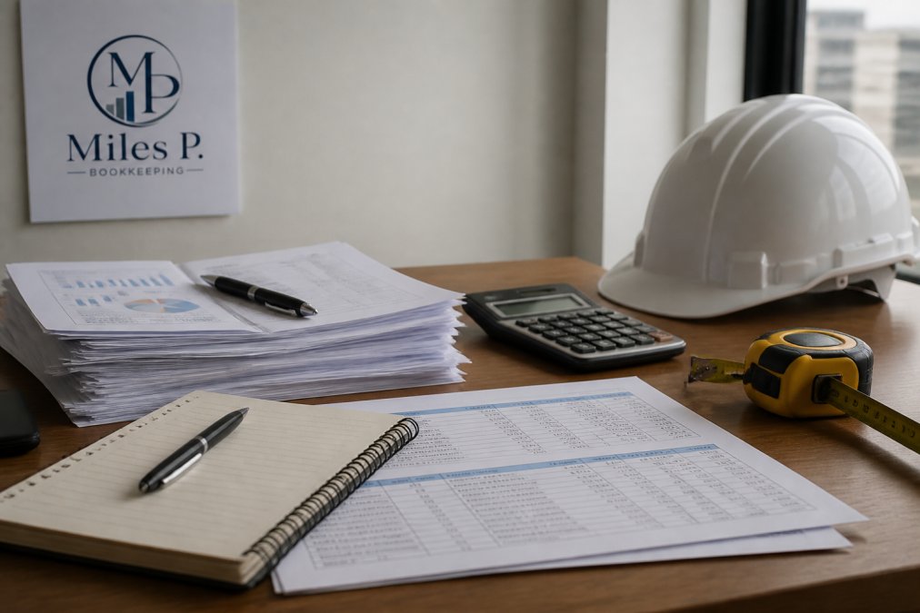 Construction owner tracking key financial metrics for a building company