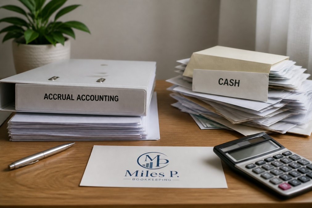 Business owner comparing accrual and cash basis accounting statements