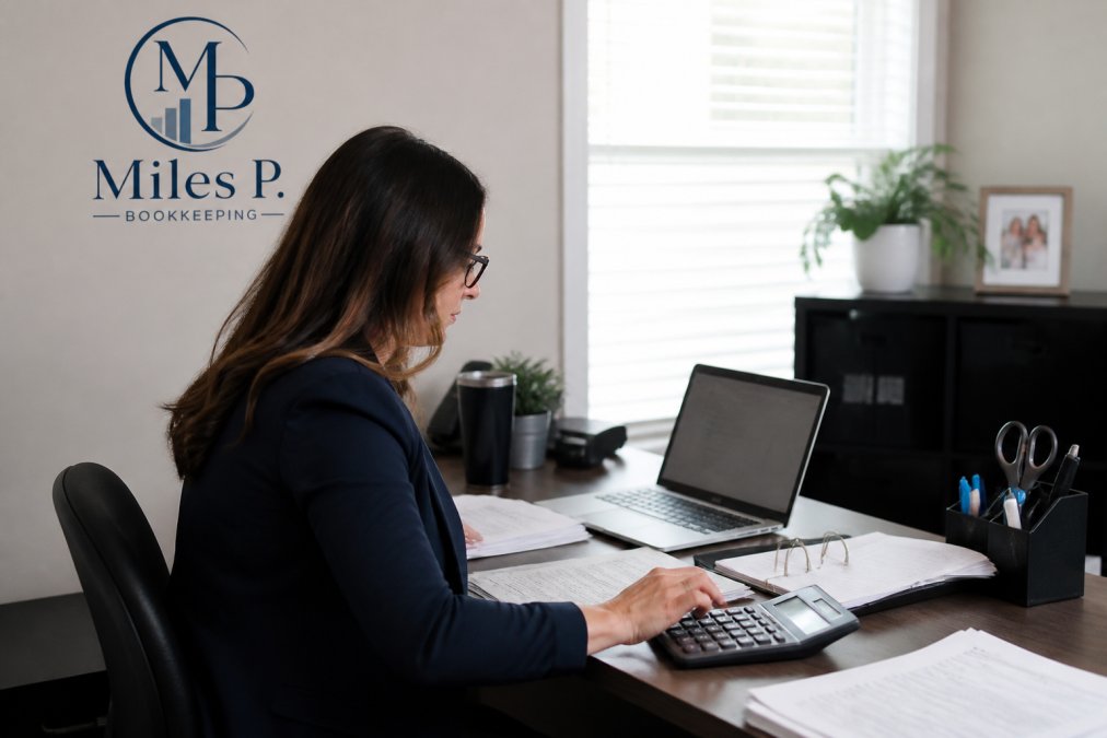 Business owner reviewing reports prepared by an outsourced accounting service